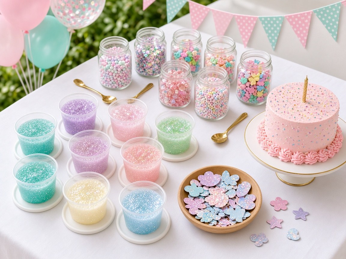 Slime birthday party table